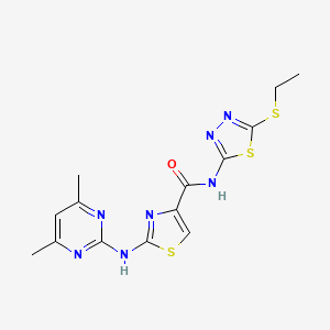 2-((4,6-dimethylpyrimidin-2-yl)amino)-N-(5-(ethylthio)-1,3,4-thiadiazol-2-yl)thiazole-4-carboxamide