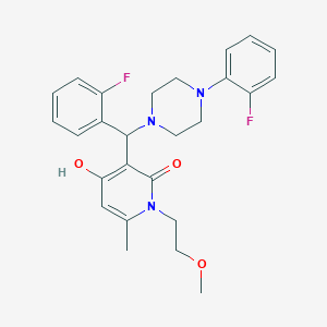 molecular formula C26H29F2N3O3 B2373280 3-((2-fluorophenyl)(4-(2-fluorophenyl)piperazin-1-yl)methyl)-4-hydroxy-1-(2-methoxyethyl)-6-methylpyridin-2(1H)-one CAS No. 897735-21-6