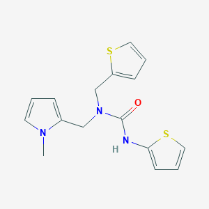 molecular formula C16H17N3OS2 B2373281 1-((1-methyl-1H-pyrrol-2-yl)methyl)-3-(thiophen-2-yl)-1-(thiophen-2-ylmethyl)urea CAS No. 1251689-33-4