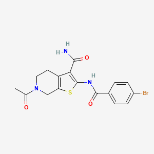 molecular formula C17H16BrN3O3S B2373294 6-Acetyl-2-(4-bromobenzamido)-4,5,6,7-tetrahydrothieno[2,3-c]pyridine-3-carboxamide CAS No. 864927-49-1