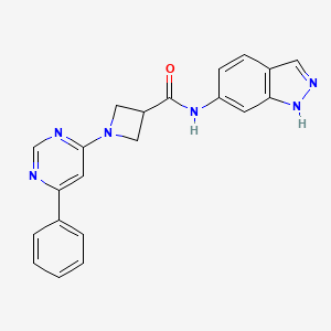 molecular formula C21H18N6O B2373304 N-(1H-吲唑-6-基)-1-(6-苯基嘧啶-4-基)氮杂环丁-3-甲酰胺 CAS No. 2034257-87-7