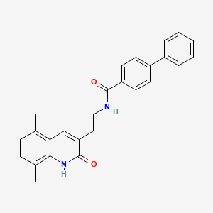 molecular formula C26H24N2O2 B2373323 N-(2-(5,8-dimethyl-2-oxo-1,2-dihydroquinolin-3-yl)ethyl)-[1,1'-biphenyl]-4-carboxamide CAS No. 851407-01-7
