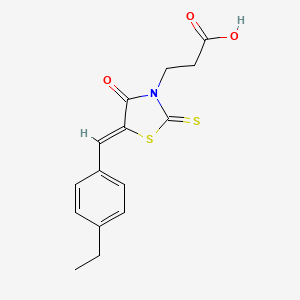 molecular formula C15H15NO3S2 B2373326 3-[(5Z)-5-(4-ethylbenzylidene)-4-oxo-2-thioxo-1,3-thiazolidin-3-yl]propanoic acid CAS No. 305375-27-3