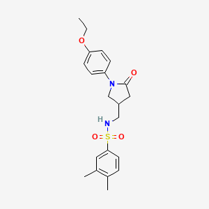 molecular formula C21H26N2O4S B2373328 N-((1-(4-ethoxyphenyl)-5-oxopyrrolidin-3-yl)methyl)-3,4-dimethylbenzenesulfonamide CAS No. 955255-57-9
