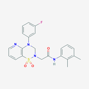 molecular formula C22H21FN4O3S B2373334 N-(2,3-dimethylphenyl)-2-(4-(3-fluorophenyl)-1,1-dioxido-3,4-dihydro-2H-pyrido[2,3-e][1,2,4]thiadiazin-2-yl)acetamide CAS No. 1251577-06-6