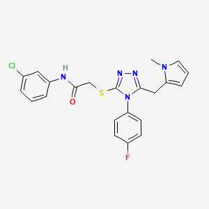 molecular formula C22H19ClFN5OS B2373336 N-(3-chlorophenyl)-2-[[4-(4-fluorophenyl)-5-[(1-methylpyrrol-2-yl)methyl]-1,2,4-triazol-3-yl]sulfanyl]acetamide CAS No. 847393-75-3