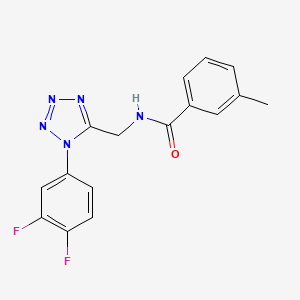 molecular formula C16H13F2N5O B2373337 N-((1-(3,4-二氟苯基)-1H-四唑-5-基)甲基)-3-甲基苯甲酰胺 CAS No. 1005306-24-0