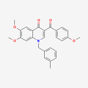6,7-Dimethoxy-3-(4-methoxybenzoyl)-1-[(3-methylphenyl)methyl]quinolin-4-one