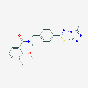 molecular formula C20H19N5O2S B237336 2-methoxy-3-methyl-N-[4-(3-methyl[1,2,4]triazolo[3,4-b][1,3,4]thiadiazol-6-yl)benzyl]benzamide 