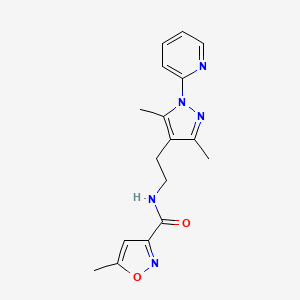 molecular formula C17H19N5O2 B2373377 N-(2-(3,5-dimethyl-1-(pyridin-2-yl)-1H-pyrazol-4-yl)ethyl)-5-methylisoxazole-3-carboxamide CAS No. 2034256-97-6