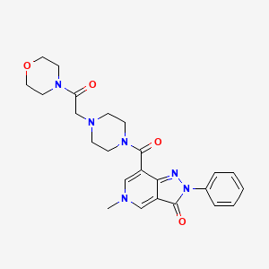 molecular formula C24H28N6O4 B2373380 5-methyl-7-(4-(2-morpholino-2-oxoethyl)piperazine-1-carbonyl)-2-phenyl-2H-pyrazolo[4,3-c]pyridin-3(5H)-one CAS No. 1021207-42-0