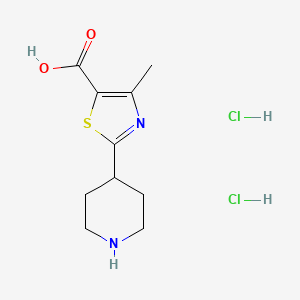 molecular formula C10H16Cl2N2O2S B2373396 4-Methyl-2-(piperidin-4-yl)-1,3-thiazole-5-carboxylic acid dihydrochloride CAS No. 2093926-09-9