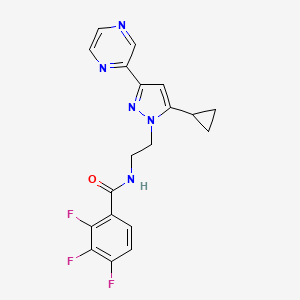 molecular formula C19H16F3N5O B2373411 N-(2-(5-cyclopropyl-3-(pyrazin-2-yl)-1H-pyrazol-1-yl)ethyl)-2,3,4-trifluorobenzamide CAS No. 2034290-82-7