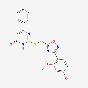 molecular formula C21H18N4O4S B2373417 2-({[3-(2,4-Dimethoxyphenyl)-1,2,4-oxadiazol-5-yl]methyl}sulfanyl)-6-phenyl-4-pyrimidinol CAS No. 946385-47-3