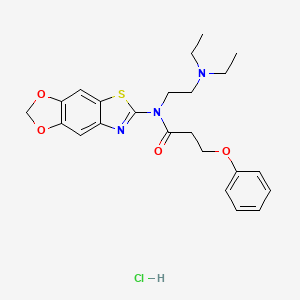 molecular formula C23H28ClN3O4S B2373425 N-([1,3]二氧杂[4',5':4,5]苯并[1,2-d]噻唑-6-基)-N-(2-(二乙氨基)乙基)-3-苯氧基丙酰胺盐酸盐 CAS No. 1184978-23-1