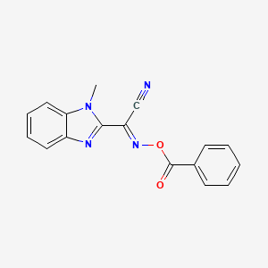 molecular formula C17H12N4O2 B2373427 (E)-N-(benzoyloxy)-1-methyl-1H-benzo[d]imidazole-2-carbimidoyl cyanide CAS No. 399006-21-4