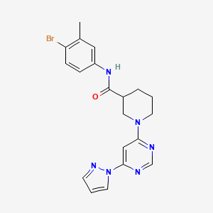 molecular formula C20H21BrN6O B2373429 1-(6-(1H-pyrazol-1-yl)pyrimidin-4-yl)-N-(4-bromo-3-methylphenyl)piperidine-3-carboxamide CAS No. 1351616-64-2