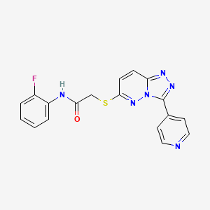 molecular formula C18H13FN6OS B2373434 N-(2-氟苯基)-2-[(3-吡啶-4-基-[1,2,4]三唑并[4,3-b]哒嗪-6-基)硫代]乙酰胺 CAS No. 868969-68-0