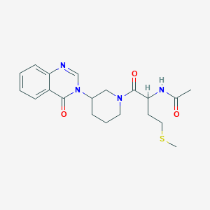 molecular formula C20H26N4O3S B2373442 N-(4-(methylthio)-1-oxo-1-(3-(4-oxoquinazolin-3(4H)-yl)piperidin-1-yl)butan-2-yl)acetamide CAS No. 2034201-87-9