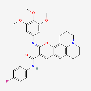 molecular formula C31H30FN3O5 B2373453 (11Z)-N-(4-氟苯基)-11-[(3,4,5-三甲氧基苯基)亚氨基]-2,3,6,7-四氢-1H,5H,11H-吡喃并[2,3-f]吡啶并[3,2,1-ij]喹啉-10-甲酰胺 CAS No. 1321996-44-4