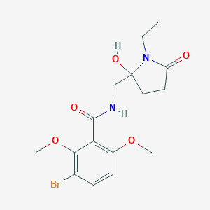 molecular formula C16H21BrN2O5 B237346 3-Bromo-n-[(1-ethyl-2-hydroxy-5-oxopyrrolidin-2-yl)methyl]-2,6-dimethoxybenzamide CAS No. 125558-30-7