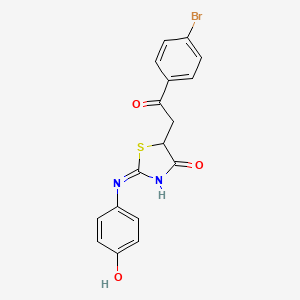 (E)-5-(2-(4-bromophenyl)-2-oxoethyl)-2-((4-hydroxyphenyl)imino)thiazolidin-4-one