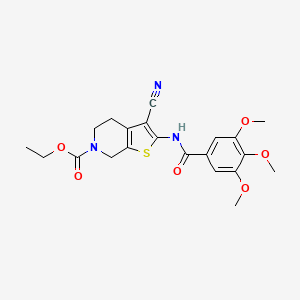 molecular formula C21H23N3O6S B2373470 ethyl 3-cyano-2-(3,4,5-trimethoxybenzamido)-4,5-dihydrothieno[2,3-c]pyridine-6(7H)-carboxylate CAS No. 864926-96-5