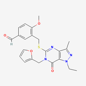 3-({[1-ethyl-6-(2-furylmethyl)-3-methyl-7-oxo-6,7-dihydro-1H-pyrazolo[4,3-d]pyrimidin-5-yl]sulfanyl}methyl)-4-methoxybenzaldehyde