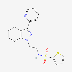 molecular formula C18H20N4O2S2 B2373480 N-(2-(3-(吡啶-2-基)-4,5,6,7-四氢-1H-吲唑-1-基)乙基)噻吩-2-磺酰胺 CAS No. 1797258-92-4