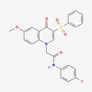 molecular formula C24H19FN2O5S B2373494 N-(4-氟苯基)-2-(6-甲氧基-4-氧代-3-(苯磺酰基)喹啉-1(4H)-基)乙酰胺 CAS No. 902278-19-7