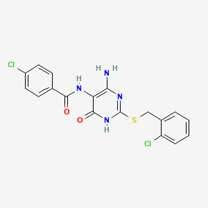 N-(4-amino-2-((2-chlorobenzyl)thio)-6-oxo-1,6-dihydropyrimidin-5-yl)-4-chlorobenzamide