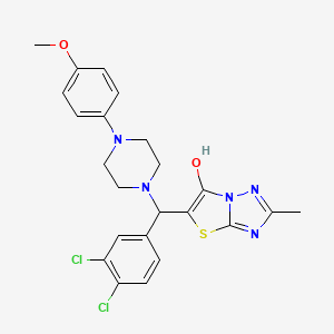 molecular formula C23H23Cl2N5O2S B2373506 5-((3,4-Dichlorophenyl)(4-(4-methoxyphenyl)piperazin-1-yl)methyl)-2-methylthiazolo[3,2-b][1,2,4]triazol-6-ol CAS No. 869344-30-9