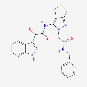 molecular formula C24H21N5O3S B2373508 N-(2-(2-(benzylamino)-2-oxoethyl)-4,6-dihydro-2H-thieno[3,4-c]pyrazol-3-yl)-2-(1H-indol-3-yl)-2-oxoacetamide CAS No. 1171756-22-1