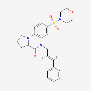 molecular formula C24H27N3O4S B2373511 7-(morpholinosulfonyl)-5-(3-phenyl-2-propenyl)-1,2,3,3a-tetrahydropyrrolo[1,2-a]quinoxalin-4(5H)-one CAS No. 1031237-13-4