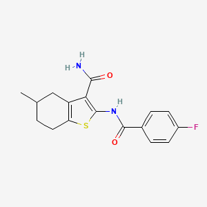 molecular formula C17H17FN2O2S B2373520 2-(4-Fluorobenzamido)-5-methyl-4,5,6,7-tetrahydrobenzo[b]thiophene-3-carboxamide CAS No. 330190-27-7