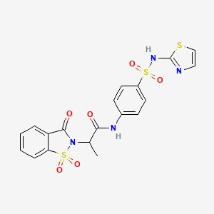 molecular formula C19H16N4O6S3 B2373523 2-(1,1-dioxido-3-oxobenzo[d]isothiazol-2(3H)-yl)-N-(4-(N-(thiazol-2-yl)sulfamoyl)phenyl)propanamide CAS No. 899758-44-2