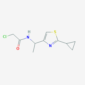 molecular formula C10H13ClN2OS B2373535 2-Chloro-N-[1-(2-cyclopropyl-1,3-thiazol-4-yl)ethyl]acetamide CAS No. 2411243-38-2