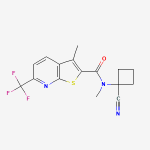 molecular formula C16H14F3N3OS B2373550 N-(1-cyanocyclobutyl)-N,3-dimethyl-6-(trifluoromethyl)thieno[2,3-b]pyridine-2-carboxamide CAS No. 1281001-90-8