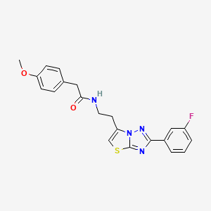 molecular formula C21H19FN4O2S B2373553 N-(2-(2-(3-fluorophenyl)thiazolo[3,2-b][1,2,4]triazol-6-yl)ethyl)-2-(4-methoxyphenyl)acetamide CAS No. 946329-94-8