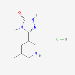 molecular formula C9H17ClN4O B2373555 4-Methyl-3-(5-methylpiperidin-3-yl)-1H-1,2,4-triazol-5-one;hydrochloride CAS No. 2287275-00-5