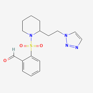 molecular formula C16H20N4O3S B2373564 2-[2-[2-(Triazol-1-yl)ethyl]piperidin-1-yl]sulfonylbenzaldehyde CAS No. 2224238-21-3