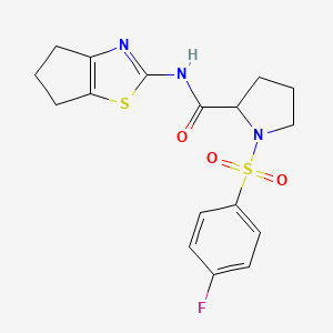molecular formula C17H18FN3O3S2 B2373565 N-(5,6-dihydro-4H-cyclopenta[d]thiazol-2-yl)-1-((4-fluorophenyl)sulfonyl)pyrrolidine-2-carboxamide CAS No. 1049946-20-4