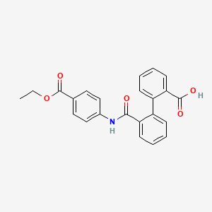 molecular formula C23H19NO5 B2373569 2-[2-[(4-ethoxycarbonylphenyl)carbamoyl]phenyl]benzoic Acid CAS No. 124214-04-6