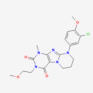 molecular formula C19H22ClN5O4 B2373570 9-(3-chloro-4-methoxyphenyl)-3-(2-methoxyethyl)-1-methyl-7,8-dihydro-6H-purino[7,8-a]pyrimidine-2,4-dione CAS No. 923469-83-4