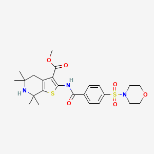 molecular formula C24H31N3O6S2 B2373571 5,5,7,7-四甲基-2-(4-(吗啉磺酰基)苯甲酰胺)-4,5,6,7-四氢噻吩并[2,3-c]吡啶-3-甲酸甲酯 CAS No. 489471-21-8
