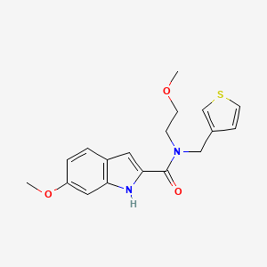 molecular formula C18H20N2O3S B2373596 6-methoxy-N-(2-methoxyethyl)-N-(thiophen-3-ylmethyl)-1H-indole-2-carboxamide CAS No. 1797318-51-4