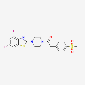 molecular formula C20H19F2N3O3S2 B2373602 1-(4-(4,6-Difluorobenzo[d]thiazol-2-yl)piperazin-1-yl)-2-(4-(methylsulfonyl)phenyl)ethanone CAS No. 941971-83-1