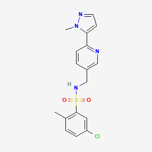 molecular formula C17H17ClN4O2S B2373603 5-chloro-2-methyl-N-((6-(1-methyl-1H-pyrazol-5-yl)pyridin-3-yl)methyl)benzenesulfonamide CAS No. 2319832-38-5