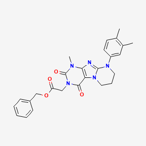 molecular formula C26H27N5O4 B2373605 苯甲基 2-[9-(3,4-二甲苯基)-1-甲基-2,4-二氧代-7,8-二氢-6H-嘌呤[7,8-a]嘧啶-3-基]乙酸酯 CAS No. 848205-63-0