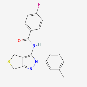 molecular formula C20H18FN3OS B2373616 N-(2-(3,4-dimethylphenyl)-4,6-dihydro-2H-thieno[3,4-c]pyrazol-3-yl)-4-fluorobenzamide CAS No. 681269-22-7